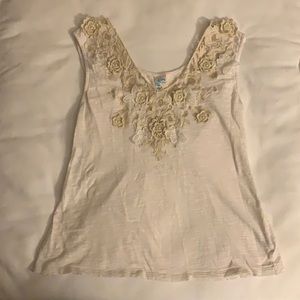Anthropologie lace accent tank top - size small